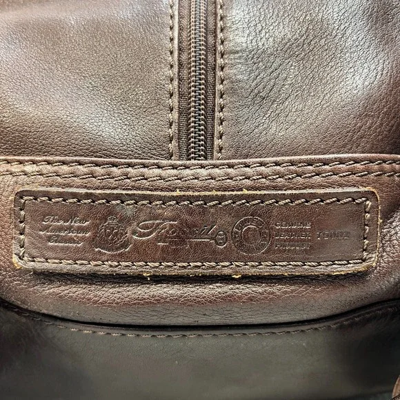 Vintage Fossil 1954 Classic Brown Pebbled Leather Backpack 75082 Brass Key - Picture 8 of 16